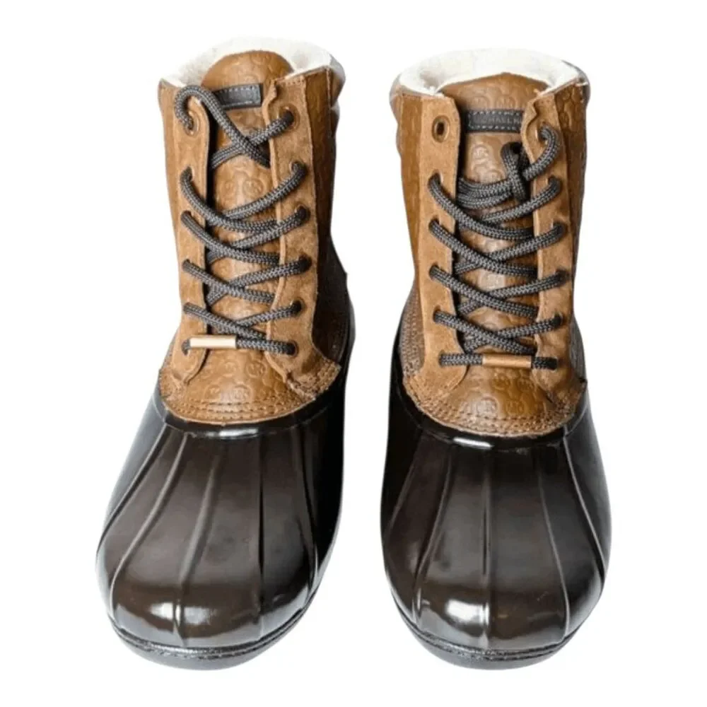 NWOB MICHAEL KORS Easton Waterproof Lace-Up Rain Boot Size 10M
